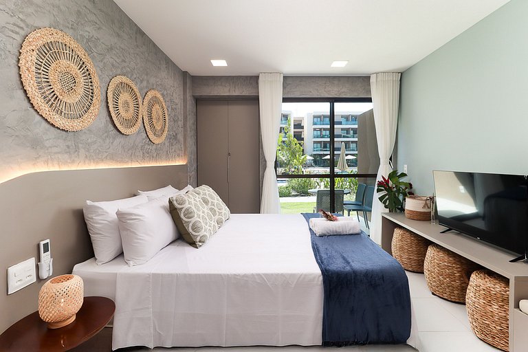 Flat Completo Varanda no Resort Malia - Muro Alto