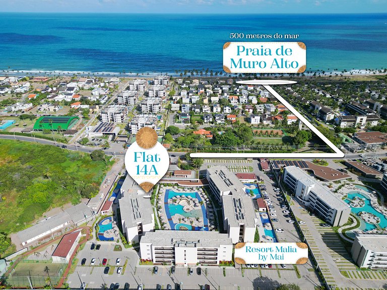 Flat Térreo Varanda Resort Malia Praia Muro Alto